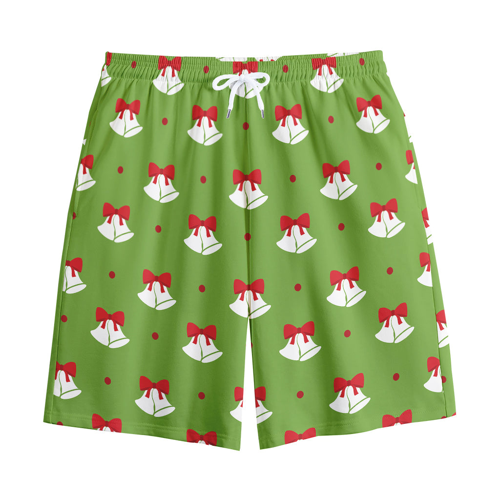 Merry Christmas Bells Pattern Print Cotton Shorts