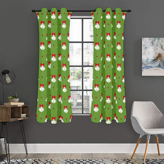 Merry Christmas Bells Pattern Print Curtain
