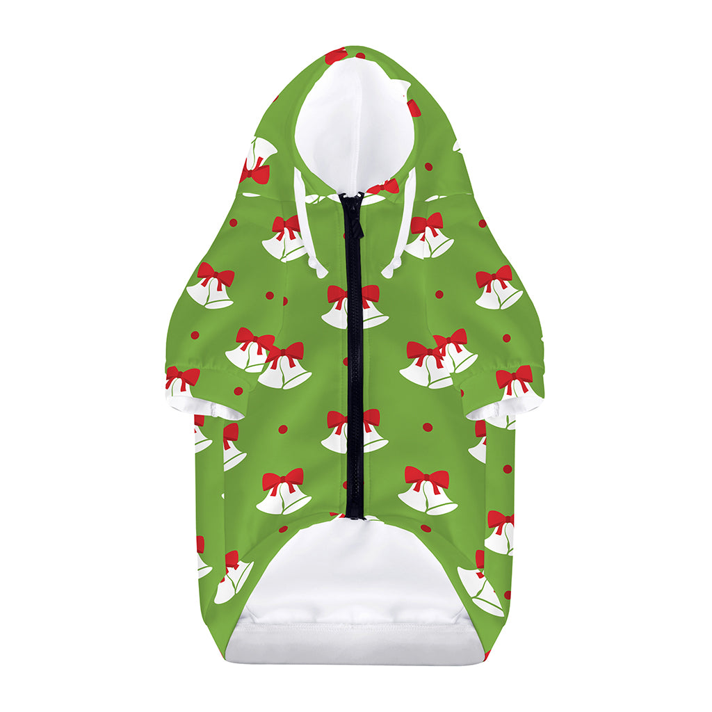 Merry Christmas Bells Pattern Print Dog Zip Up Hoodie
