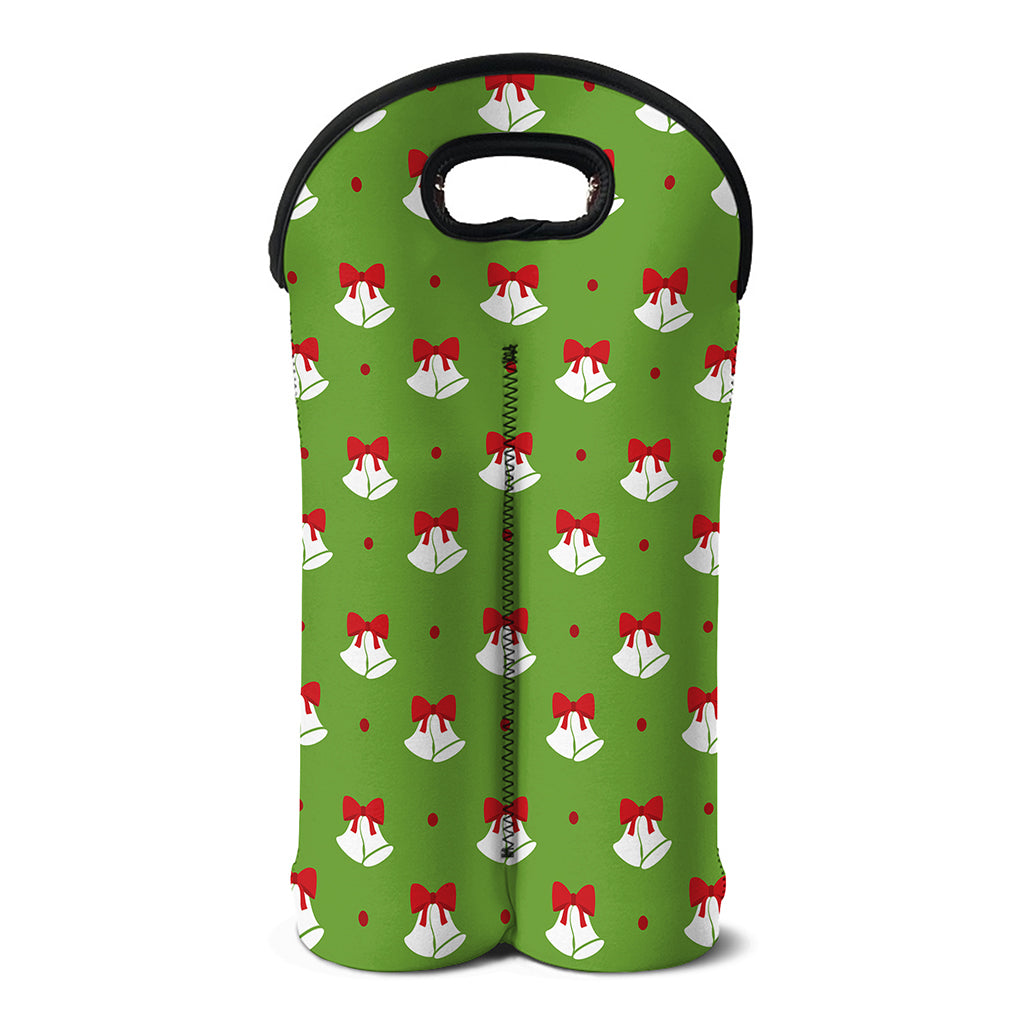 Merry Christmas Bells Pattern Print Double Neoprene Wine Tote