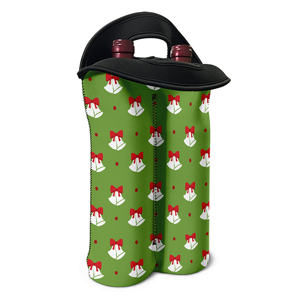 Merry Christmas Bells Pattern Print Double Neoprene Wine Tote