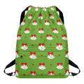 Merry Christmas Bells Pattern Print Drawstring Backpack