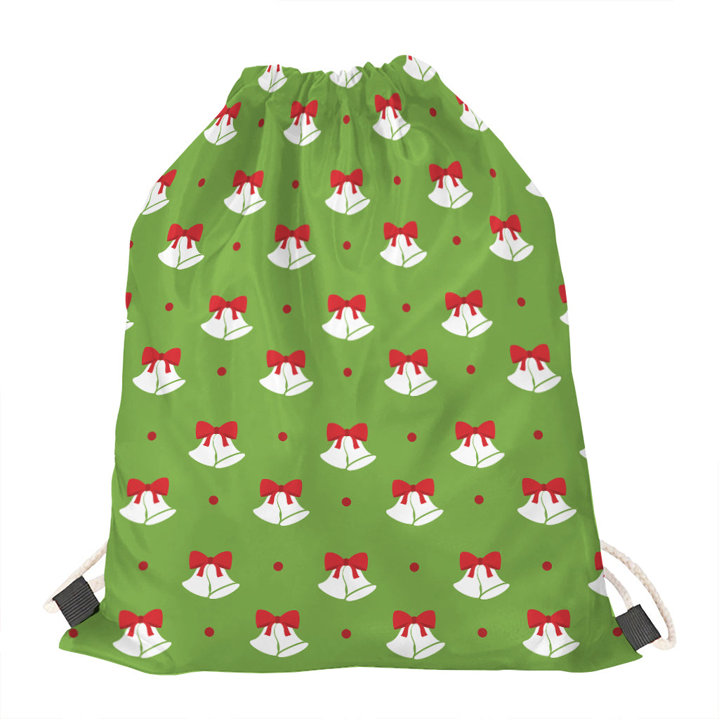 Merry Christmas Bells Pattern Print Drawstring Bag