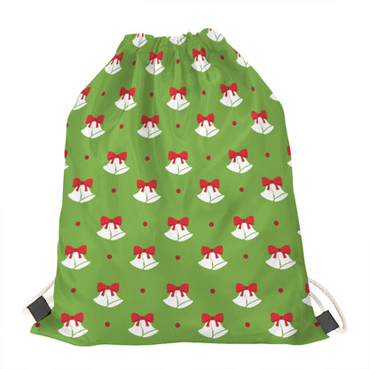 Merry Christmas Bells Pattern Print Drawstring Bag
