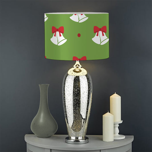 Merry Christmas Bells Pattern Print Drum Lamp Shade