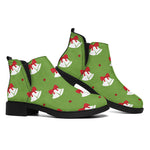 Merry Christmas Bells Pattern Print Flat Ankle Boots