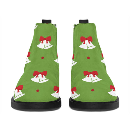 Merry Christmas Bells Pattern Print Flat Ankle Boots