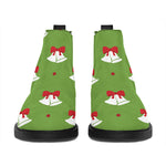 Merry Christmas Bells Pattern Print Flat Ankle Boots