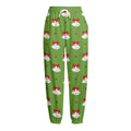 Merry Christmas Bells Pattern Print Fleece Lined Knit Pants