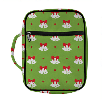 Merry Christmas Bells Pattern Print Front Pocket Bible Bag