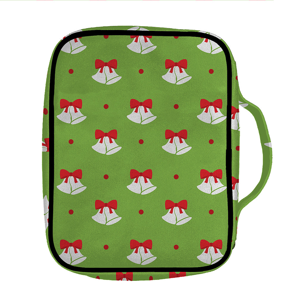 Merry Christmas Bells Pattern Print Front Pocket Bible Bag