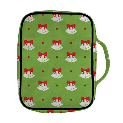 Merry Christmas Bells Pattern Print Front Pocket Bible Bag