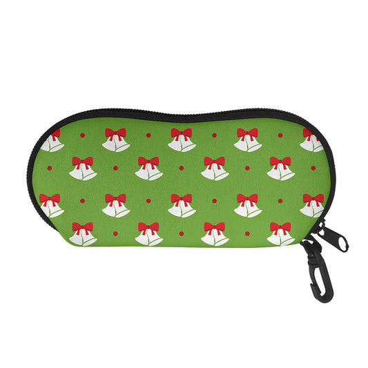 Merry Christmas Bells Pattern Print Glasses Case