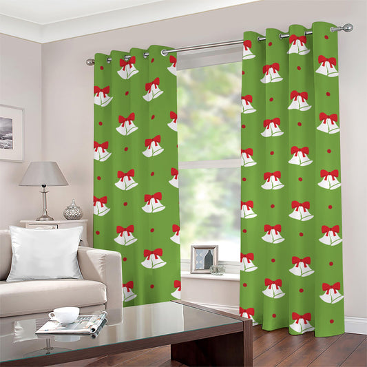 Merry Christmas Bells Pattern Print Grommet Curtains