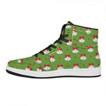 Merry Christmas Bells Pattern Print High Top Leather Sneakers