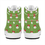Merry Christmas Bells Pattern Print High Top Leather Sneakers