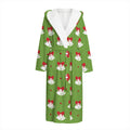 Merry Christmas Bells Pattern Print Hooded Bathrobe