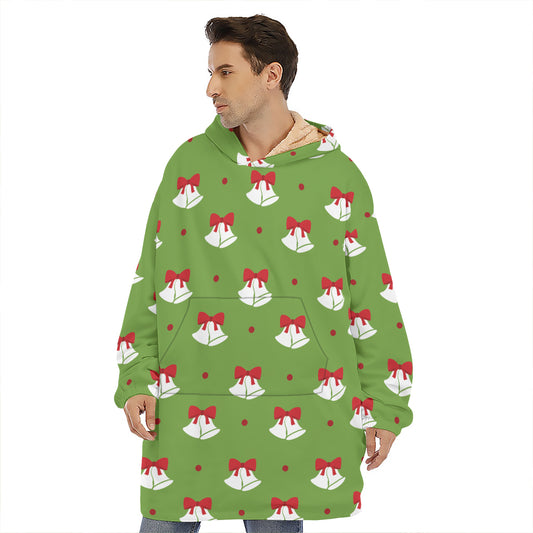 Merry Christmas Bells Pattern Print Hoodie Blanket