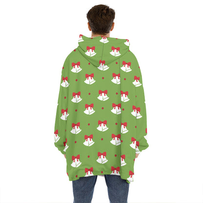 Merry Christmas Bells Pattern Print Hoodie Blanket