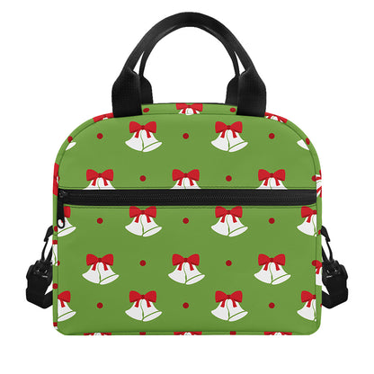 Merry Christmas Bells Pattern Print Insulated Lunch Bag