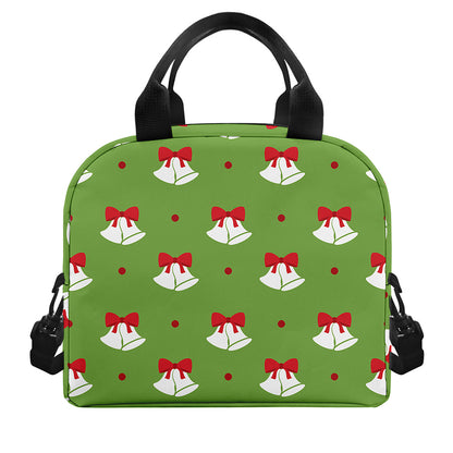 Merry Christmas Bells Pattern Print Insulated Lunch Bag