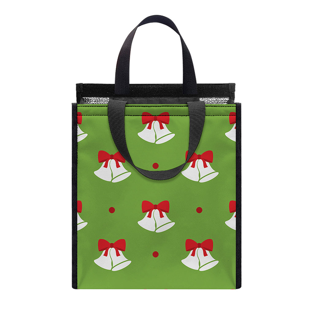 Merry Christmas Bells Pattern Print Insulated Lunch Tote
