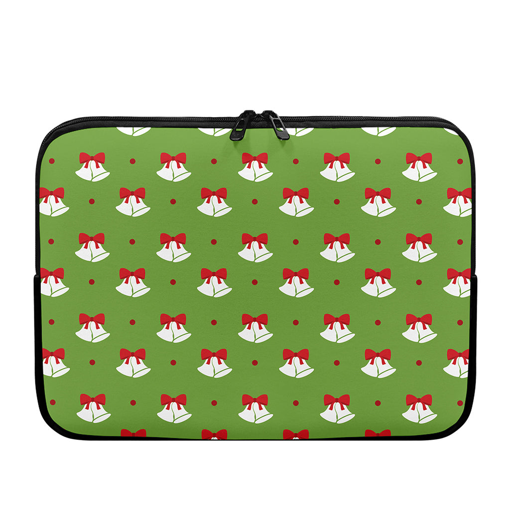 Merry Christmas Bells Pattern Print Laptop Sleeve