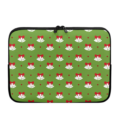 Merry Christmas Bells Pattern Print Laptop Sleeve