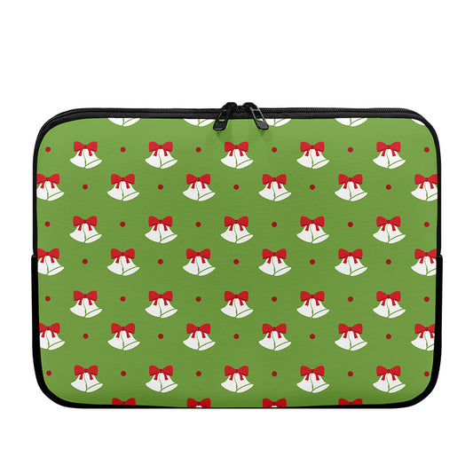 Merry Christmas Bells Pattern Print Laptop Sleeve