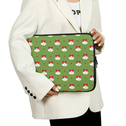Merry Christmas Bells Pattern Print Laptop Sleeve