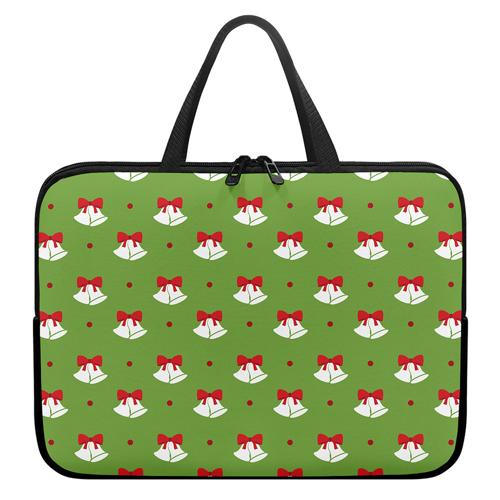 Merry Christmas Bells Pattern Print Laptop Sleeve With Handle