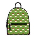 Merry Christmas Bells Pattern Print Leather Backpack