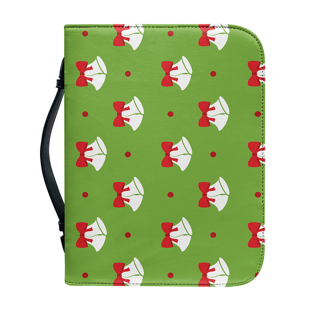 Merry Christmas Bells Pattern Print Leather Bible Cover