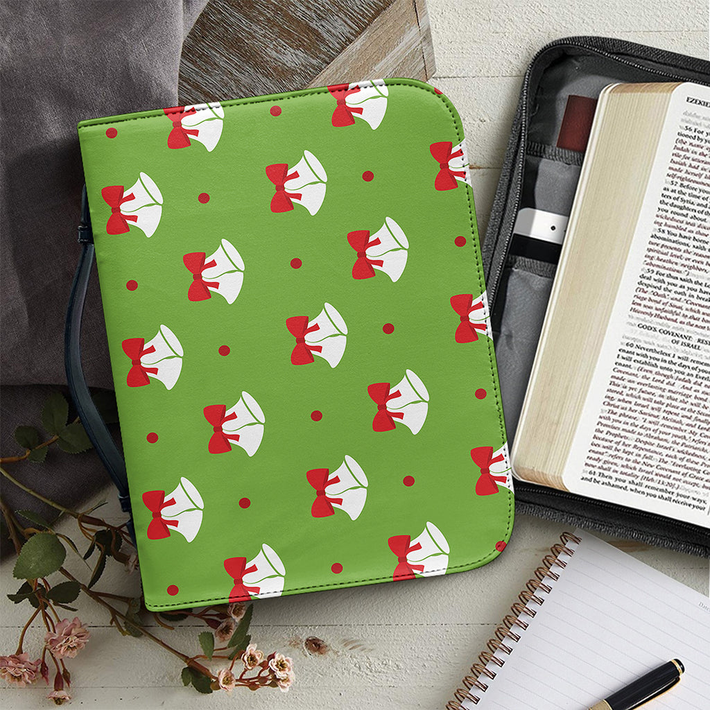 Merry Christmas Bells Pattern Print Leather Bible Cover