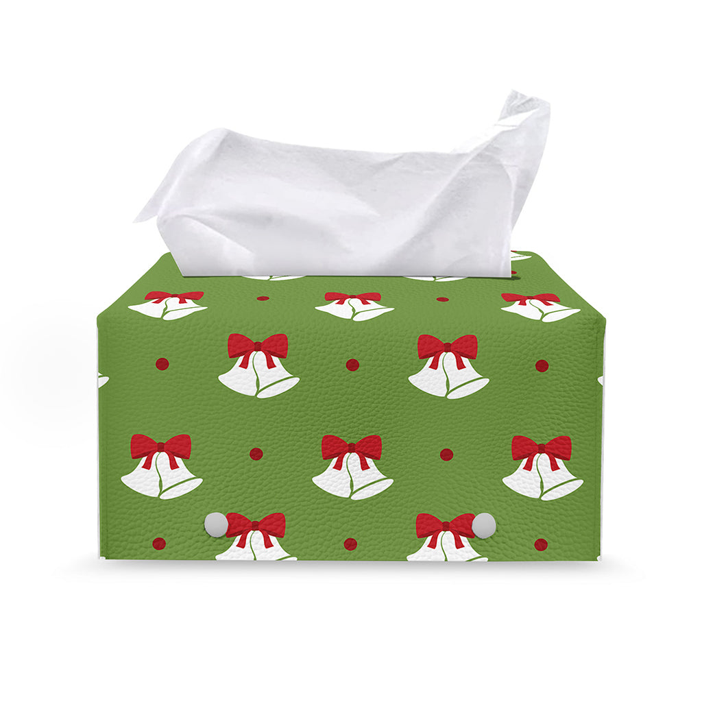 Merry Christmas Bells Pattern Print Leather Tissue Box Cover