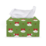 Merry Christmas Bells Pattern Print Leather Tissue Box Cover