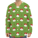 Merry Christmas Bells Pattern Print Long Sleeve Baseball Jersey