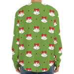 Merry Christmas Bells Pattern Print Long Sleeve Baseball Jersey