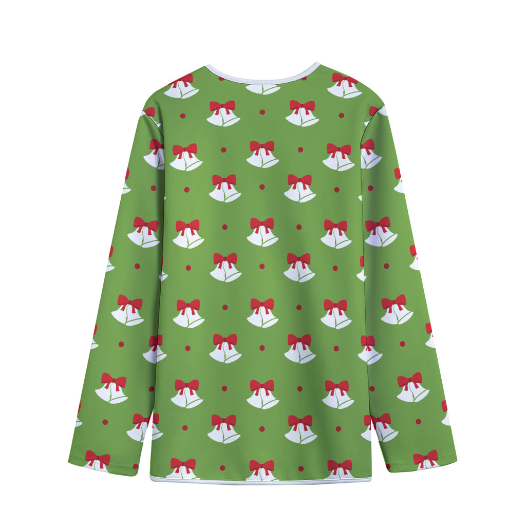 Merry Christmas Bells Pattern Print Long Sleeve Short Coat
