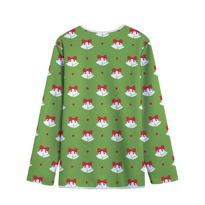 Merry Christmas Bells Pattern Print Long Sleeve Short Coat