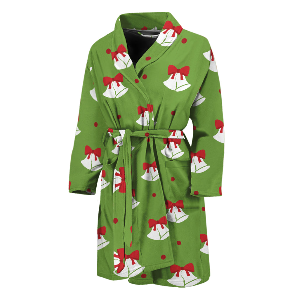 Merry Christmas Bells Pattern Print Men's Bathrobe