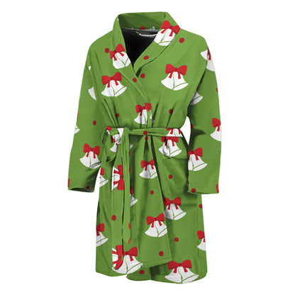 Merry Christmas Bells Pattern Print Men's Bathrobe