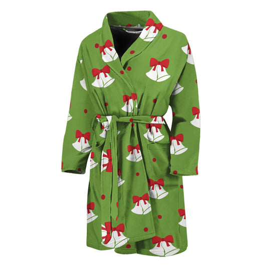 Merry Christmas Bells Pattern Print Men's Bathrobe