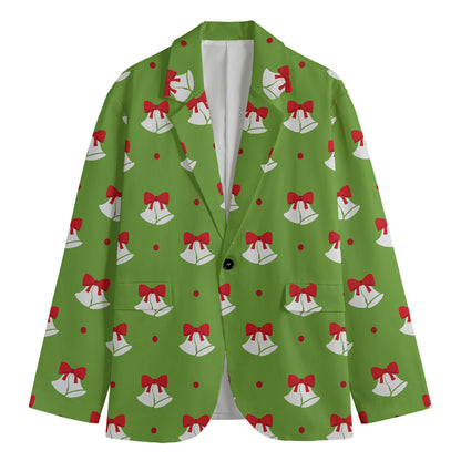 Merry Christmas Bells Pattern Print Men's Blazer