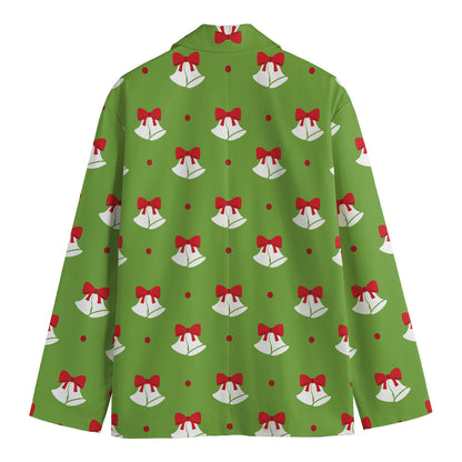 Merry Christmas Bells Pattern Print Men's Cotton Blazer