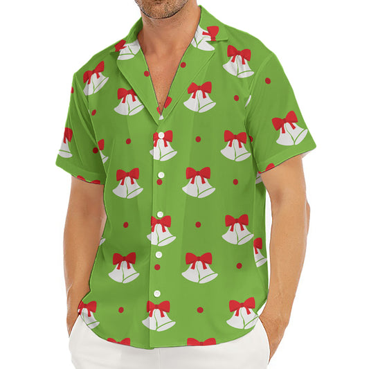 Merry Christmas Bells Pattern Print Men's Deep V-Neck Shirt
