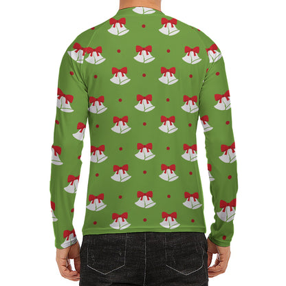 Merry Christmas Bells Pattern Print Men's Long Sleeve Rash Guard
