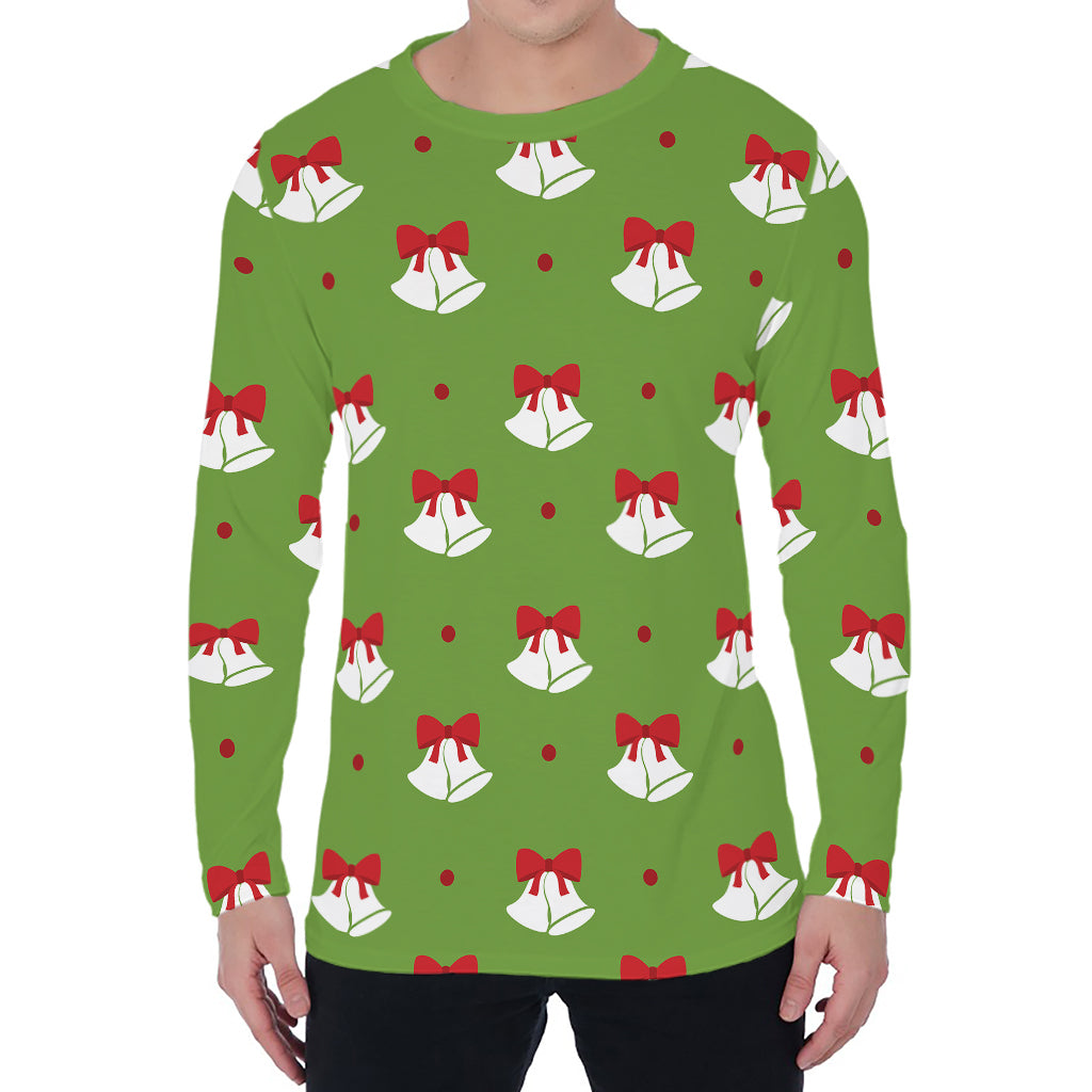 Merry Christmas Bells Pattern Print Men's Long Sleeve T-Shirt