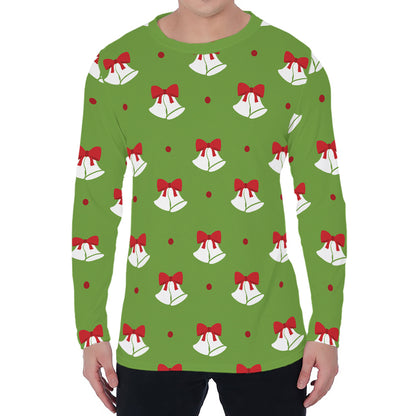 Merry Christmas Bells Pattern Print Men's Long Sleeve T-Shirt
