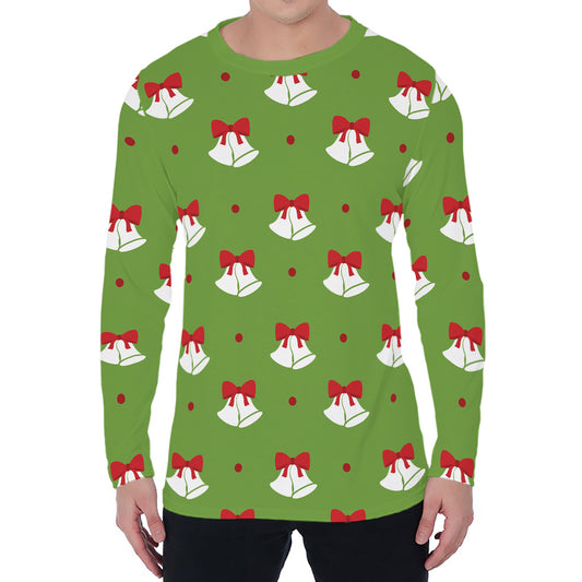 Merry Christmas Bells Pattern Print Men's Long Sleeve T-Shirt
